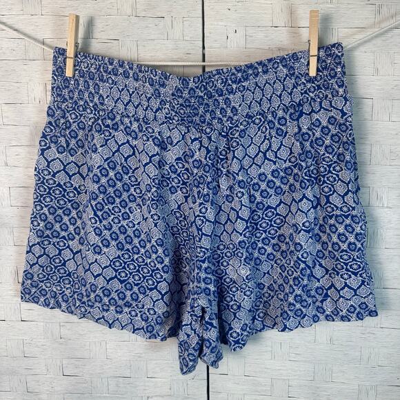 Lane Bryant blue & white shorts stretchy pull up pockets coastal boho plus size - Picture 3 of 10